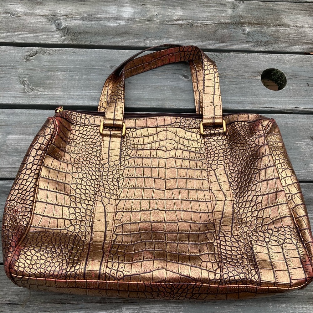 Falor Italian Leather Croc Print Large Bag Excellent Used Condition.
